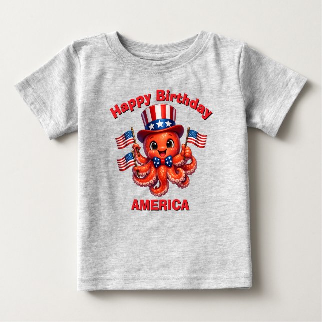 Octopus (7b) Patriotic Kid T-Shirt (Front)