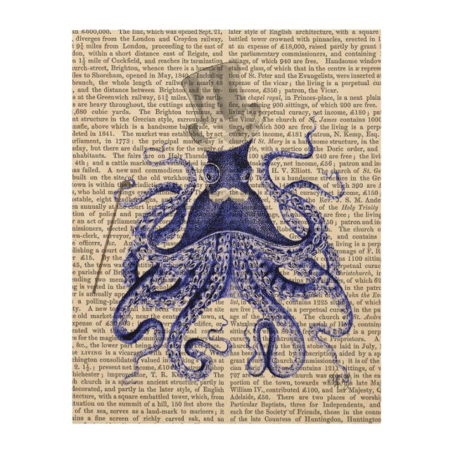 Octopus About Town Wood Wall Art (Front)
