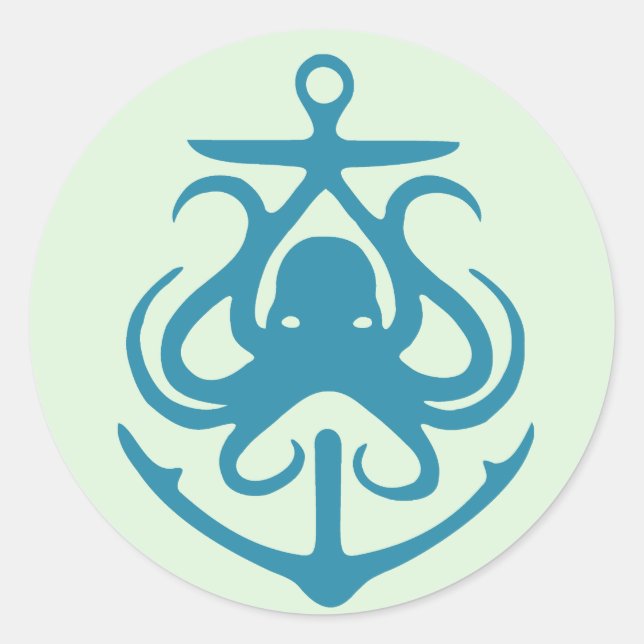 Octopus And Anchor Nautical Stickers (Front)