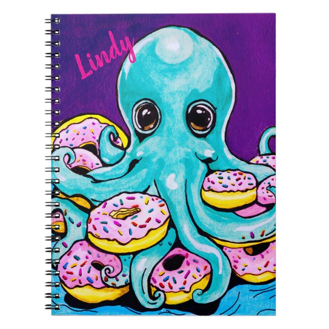 Octopus and donuts Spiral Photo Notebook (Front)