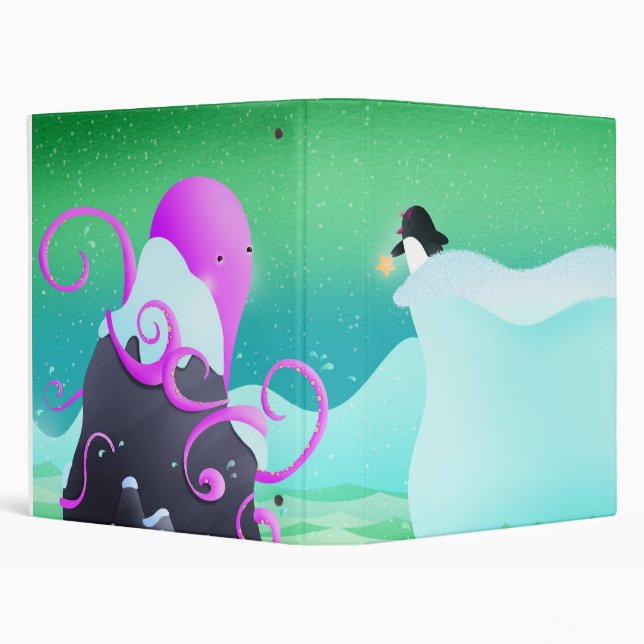 octopus and penguin - binder / folder (Background)