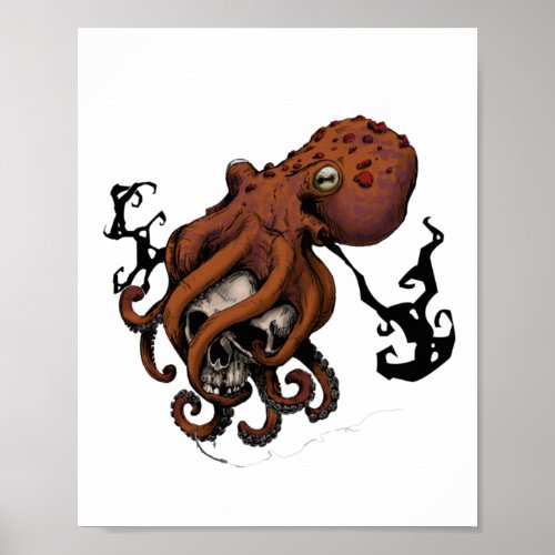 Octopus and Skull Poster