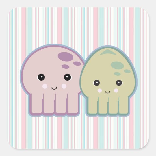 octopus and squid pals square sticker