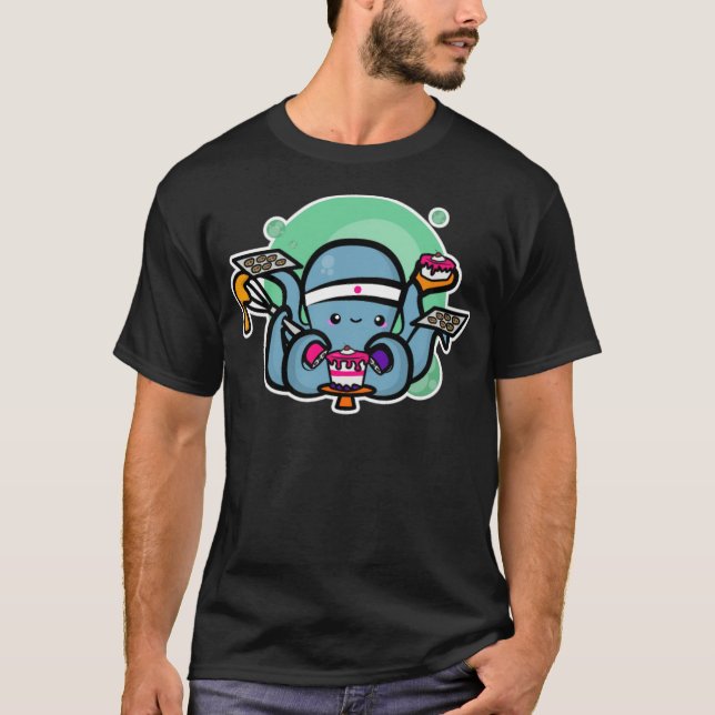Octopus animal construction drunk chef  T-Shirt (Front)