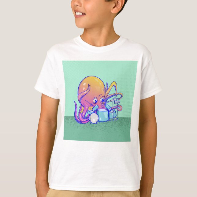 Octopus Animal drumming T-Shirt (Front)