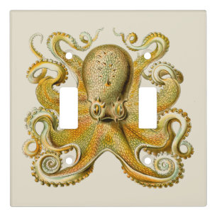 Octopus antique illustration sea monster light switch cover