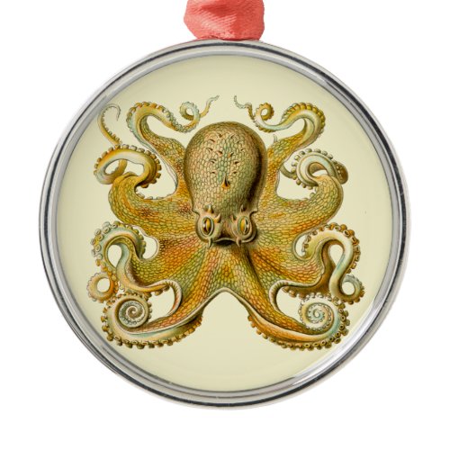 Octopus antique illustration sea monster metal ornament