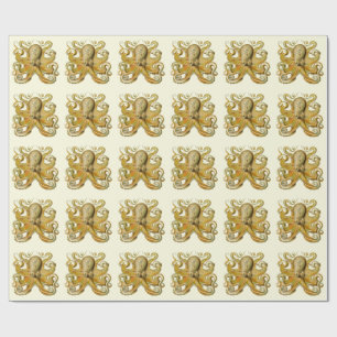 Octopus antique illustration sea monster wrapping paper