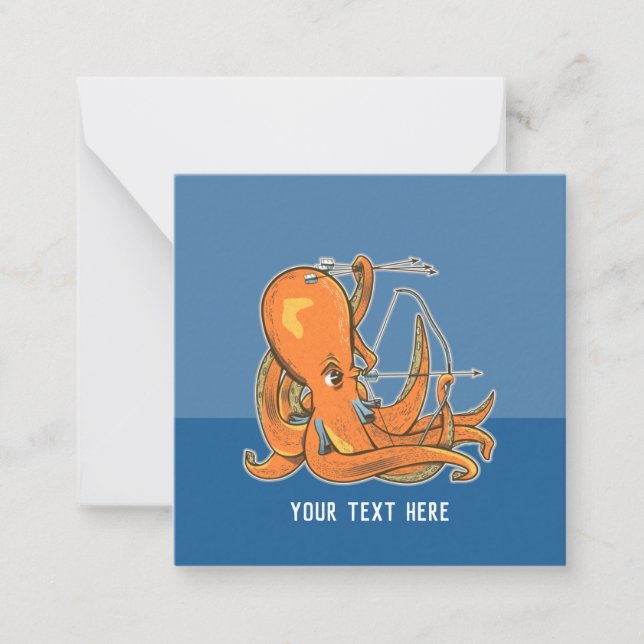 Octopus Archery Bow and Arrow Note Card (Front)