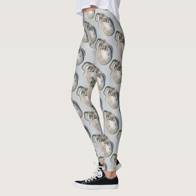 Octopus Argonaut, Vintage Marine Life Animals Leggings (Left)