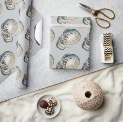 Octopus Argonaut, Vintage Marine Life Animals Wrapping Paper
