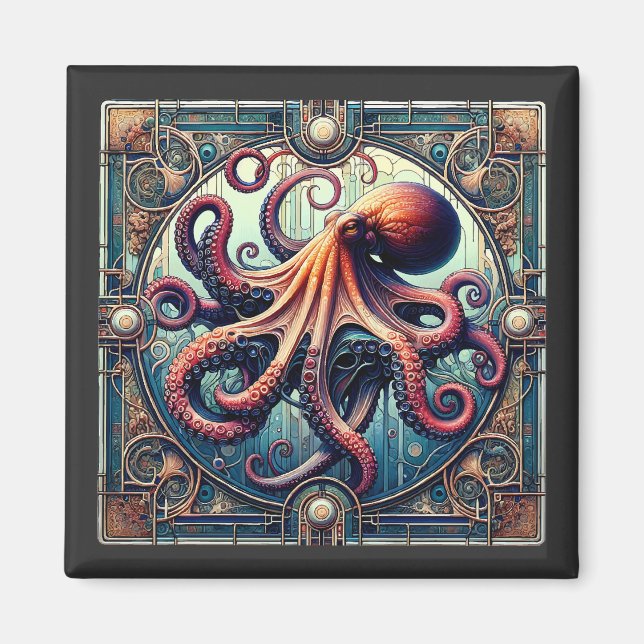 Octopus Art Deco Magnet (Front)