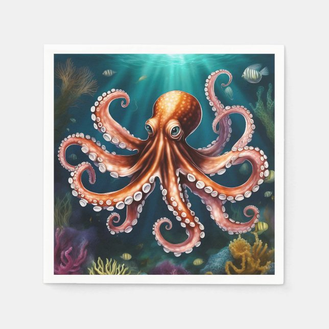 Octopus Art Underwater Napkins (Front)