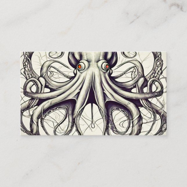 Octopus artwork business card ocean lover surfer  (Front)