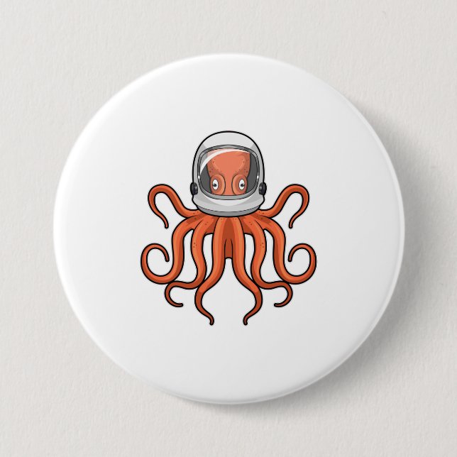 Octopus as Astronaut Button (Front)