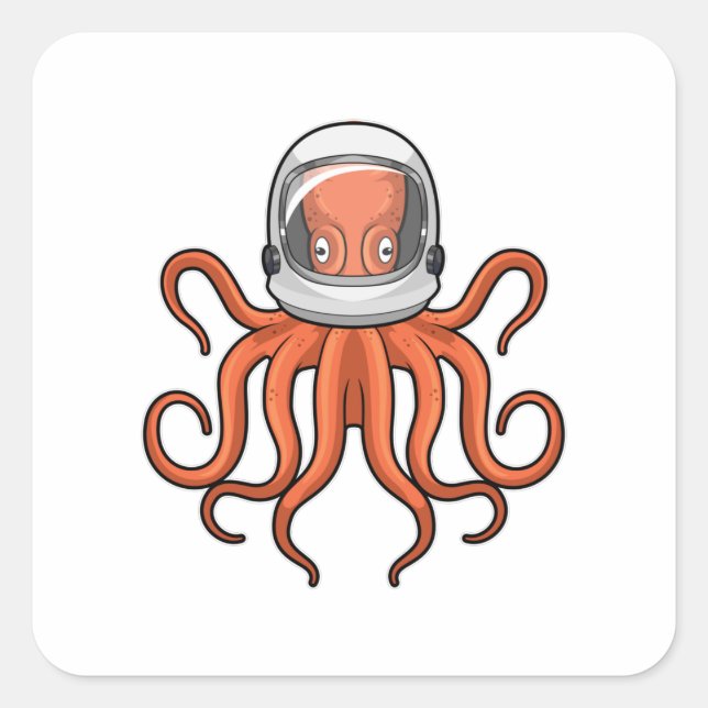 Octopus as Astronaut Square Sticker (Front)