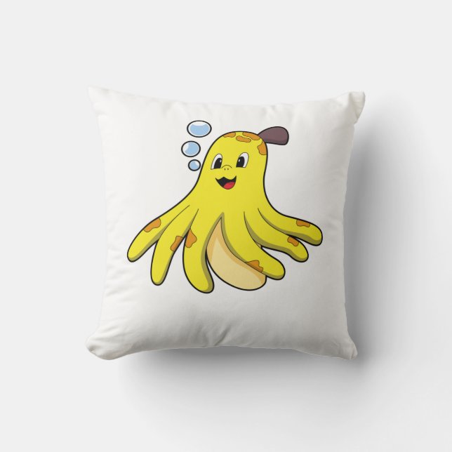 Octopus as Banana Throw Pillow (Front)