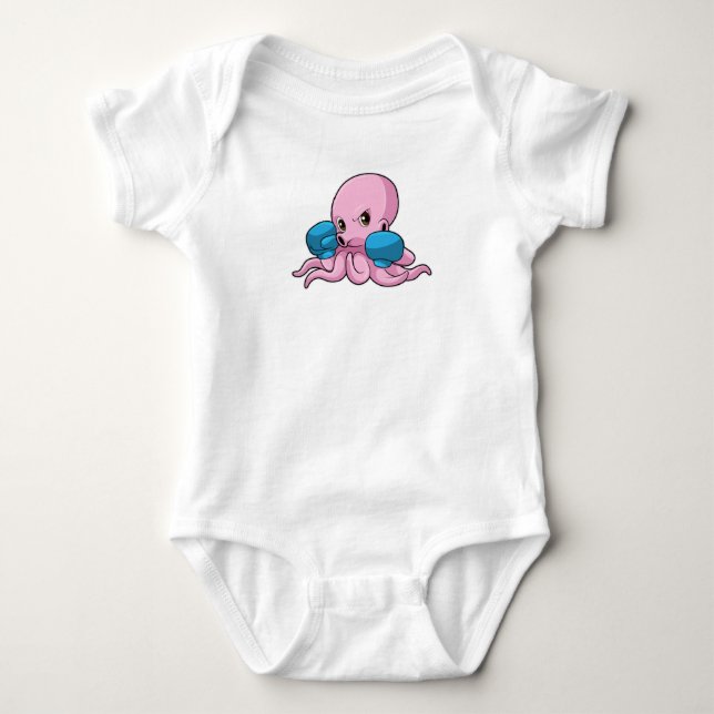 Octopus as Boxer with Boxing gloves Baby Bodysuit (Front)