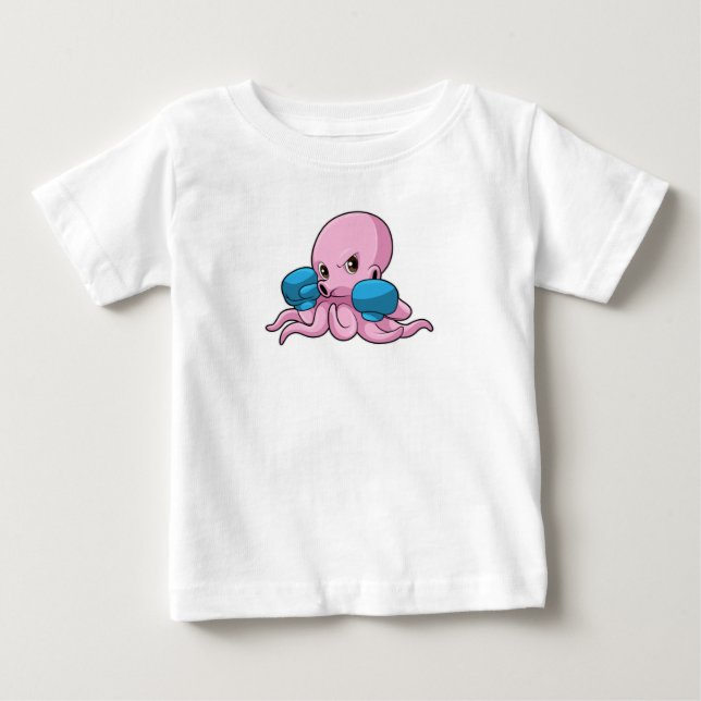 Octopus as Boxer with Boxing gloves Baby T-Shirt (Front)