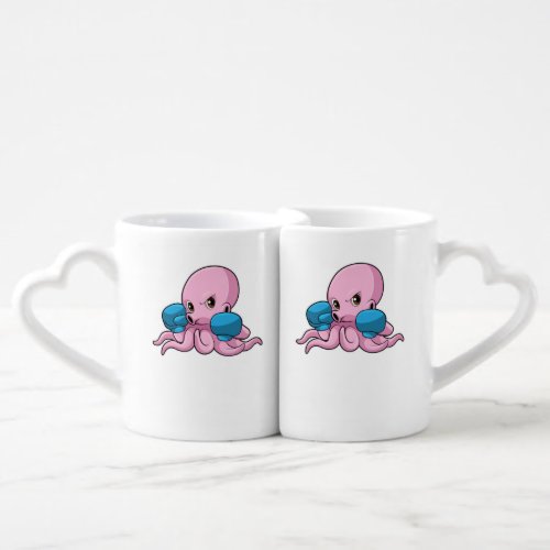 Octopus as Boxer with Boxing gloves Coffee Mug Set
