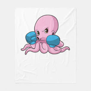 Octopus as Boxer with Boxing gloves Fleece Blanket