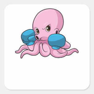Octopus as Boxer with Boxing gloves Square Sticker