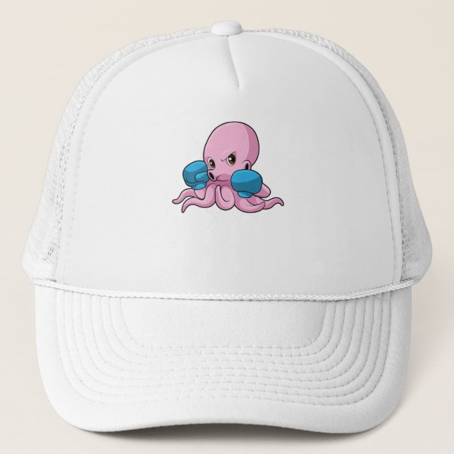Octopus as Boxer with Boxing gloves Trucker Hat (Front)