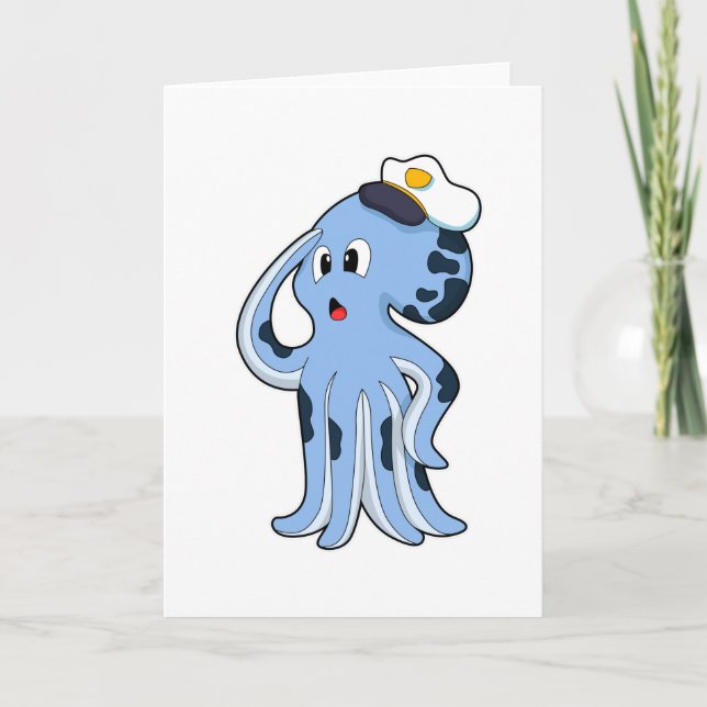 Octopus as Captain with Cap Card (Front)
