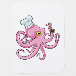 Octopus as Cook with Wooden spoon Baby Blanket