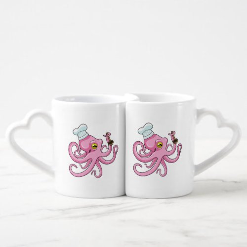 Octopus as Cook with Wooden spoon Coffee Mug Set