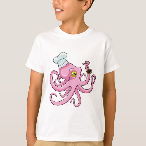 Octopus as Cook with Wooden spoon T_Shirt