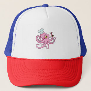 Octopus as Cook with Wooden spoon Trucker Hat