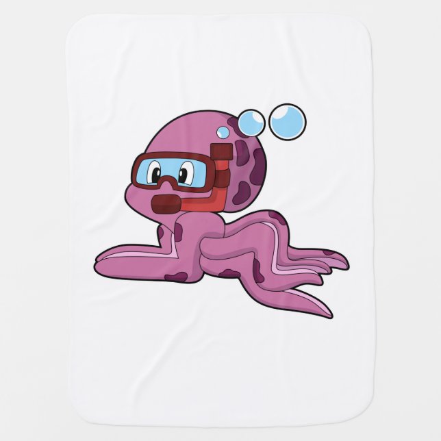 Octopus as Diver with Snorkel Baby Blanket (Front)