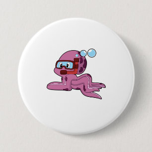 Octopus as Diver with Snorkel Button