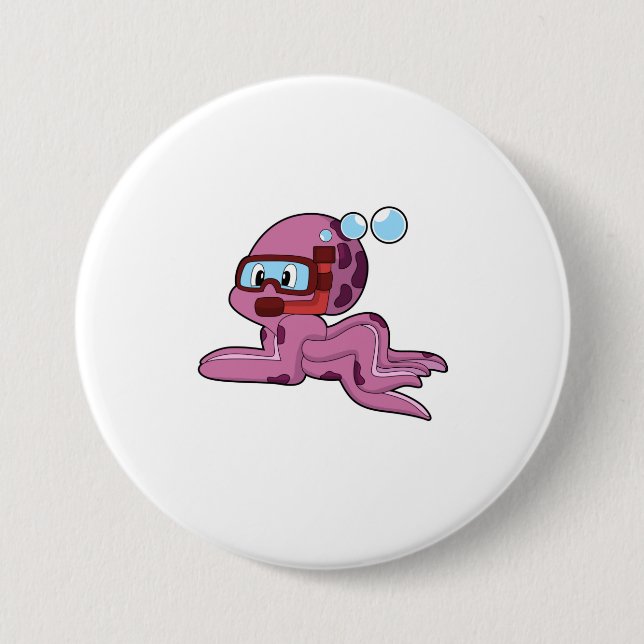 Octopus as Diver with Snorkel Button (Front)