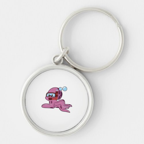 Octopus as Diver with Snorkel Keychain
