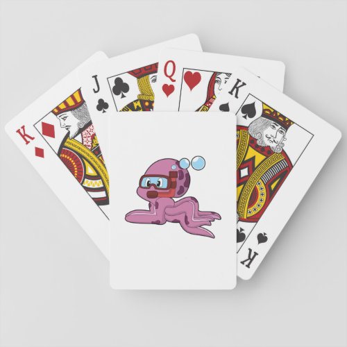 Octopus as Diver with Snorkel Playing Cards