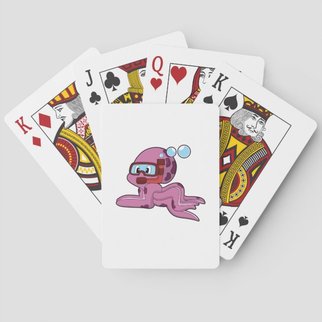 Octopus as Diver with Snorkel Poker Cards (Back)