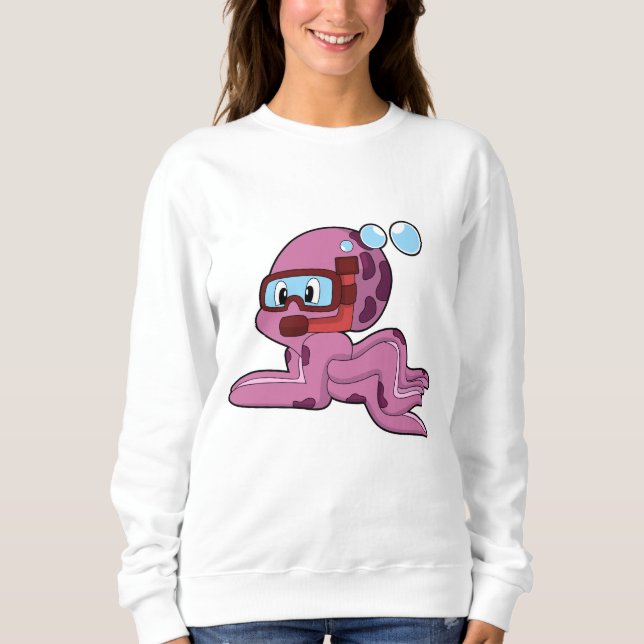Octopus as Diver with Snorkel Sweatshirt (Front)