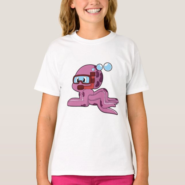 Octopus as Diver with Snorkel T-Shirt (Front)