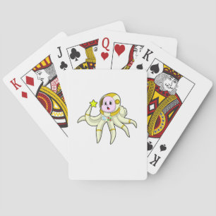 Octopus as Diver with Star Poker Cards