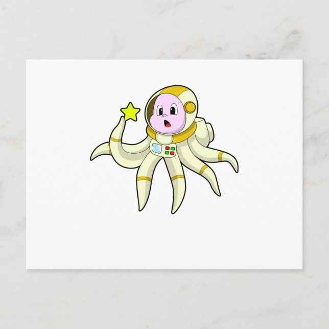 Octopus as Diver with Star Postcard (Front)