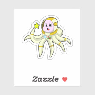 Octopus as Diver with Star Sticker