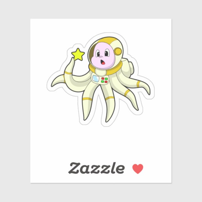 Octopus as Diver with Star Sticker (Sheet)