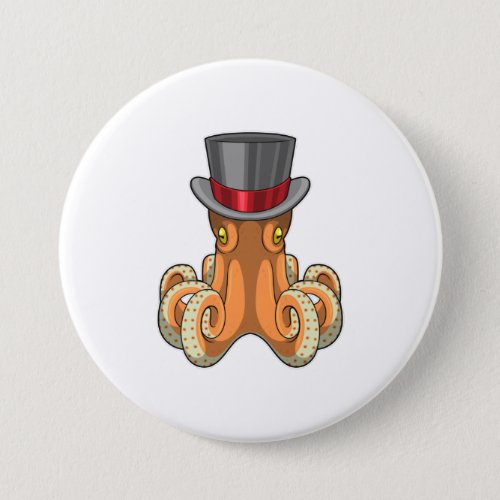 Octopus as Gentleman with Top hat Button