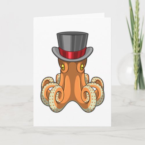 Octopus as Gentleman with Top hat Card