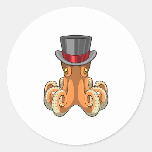 Octopus as Gentleman with Top hat Classic Round Sticker