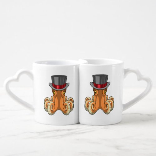 Octopus as Gentleman with Top hat Coffee Mug Set