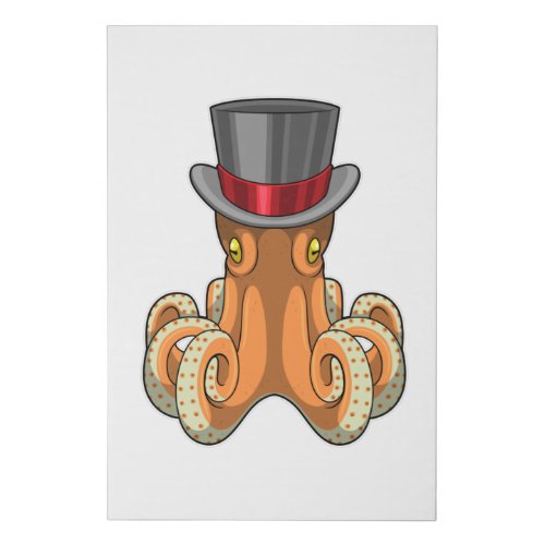 Octopus as Gentleman with Top hat Faux Canvas Print