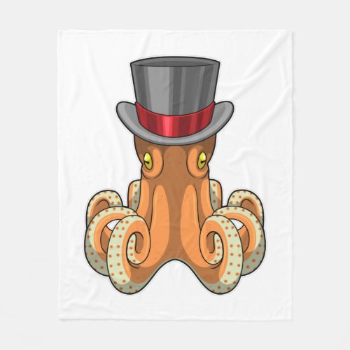 Octopus as Gentleman with Top hat Fleece Blanket